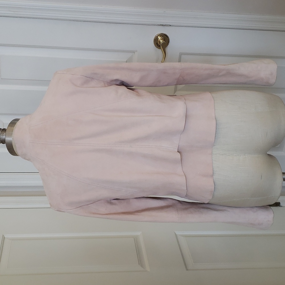 Soft blush pink genuine suede White House Black Market Draped Suede Leather S - Picture 6 of 10